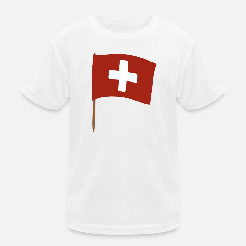 Conception du drapeau de la croix suisse pour l’habillement T-shirt sport Enfant