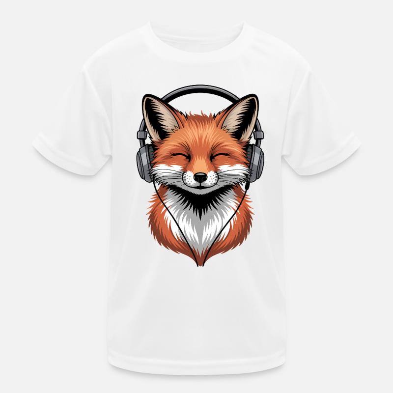 Fuchs mit Kopfhörern Kinder Funktions-T-Shirt