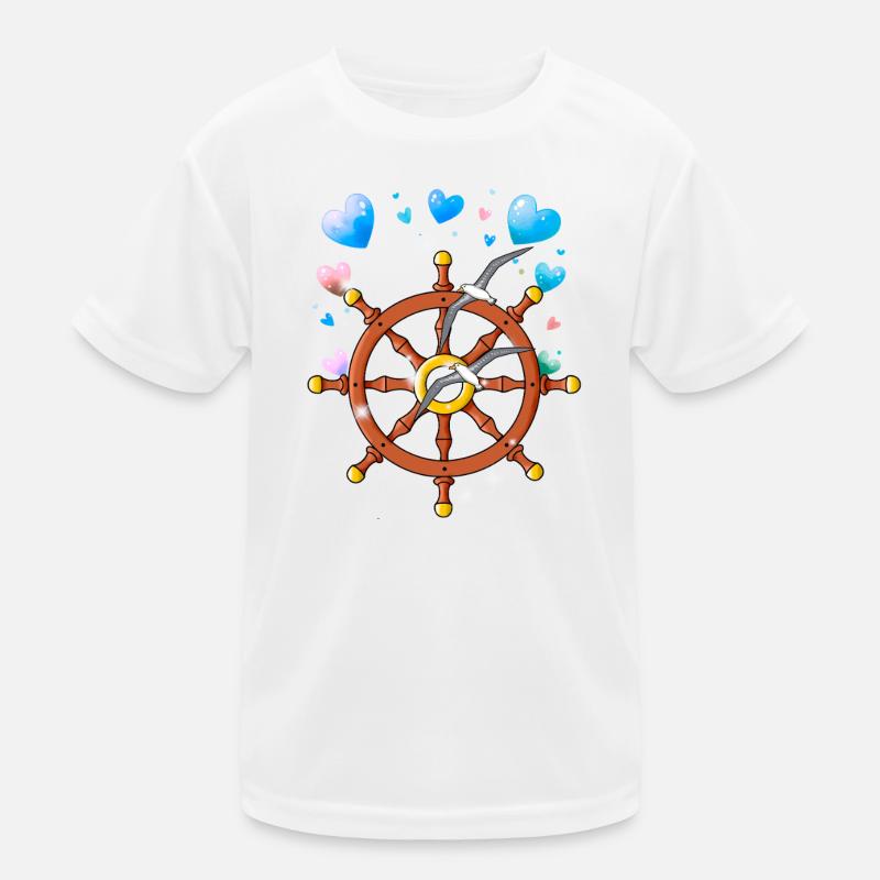 Steering wheel seagulls maritime Kids Functional T-Shirt