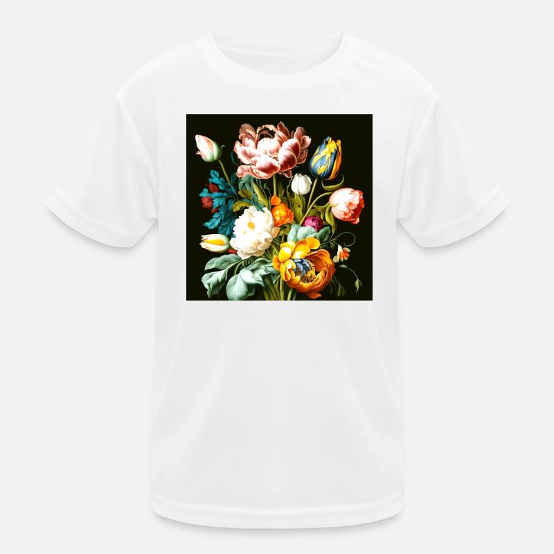 Textured floral composition on black Kids Functional T-Shirt