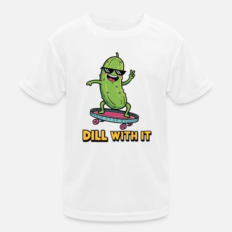 Gurken-Vibes - Kinder Funktions-T-Shirt - Weiß