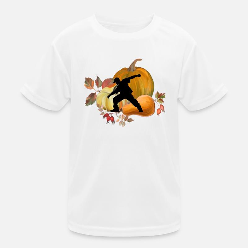 Danseuse dynamique en automne Citrouille Scène Art T-shirt sport Enfant