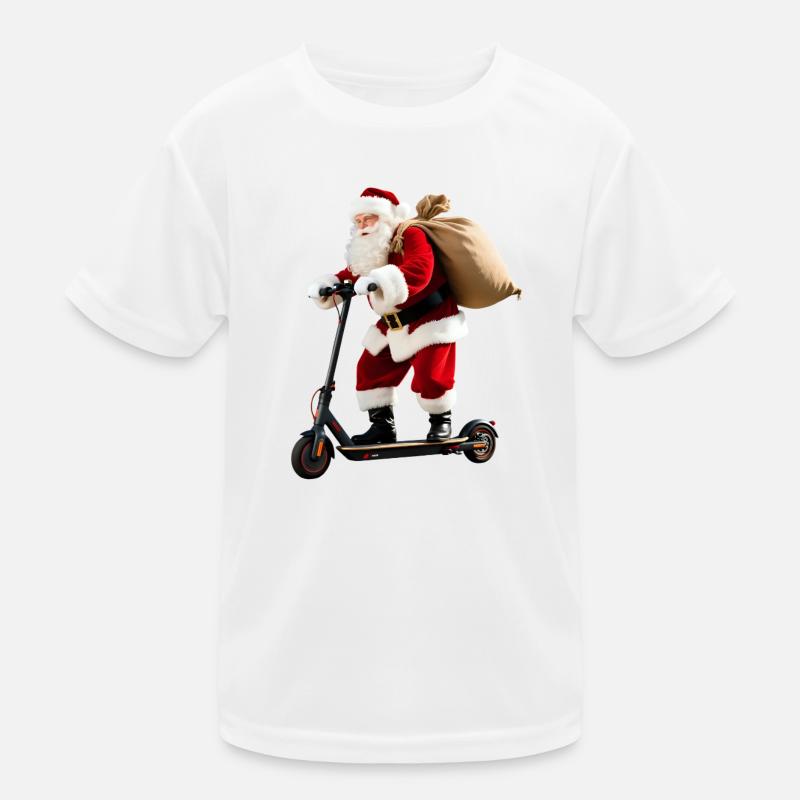 Weihnachtsmann auf Roller Kinder Funktions-T-Shirt
