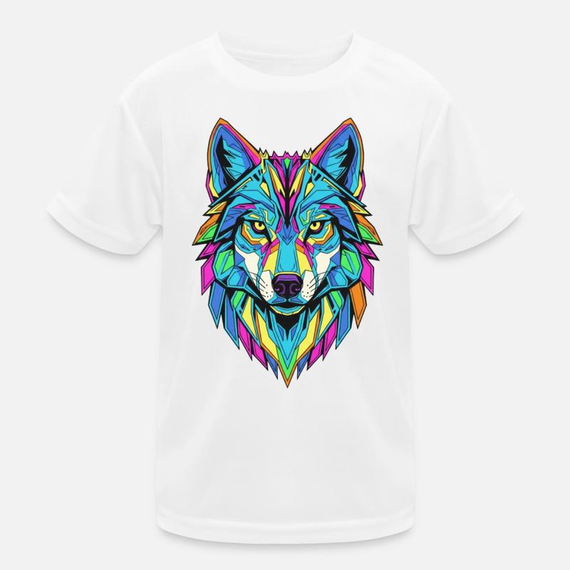 Bunt geometrischer Wolf Kinder Funktions-T-Shirt