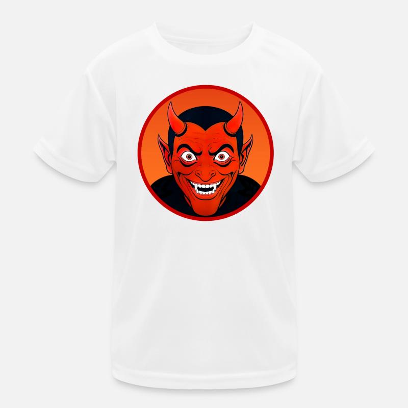 Demonic Devil's Head with Horn Kids Functional T-Shirt