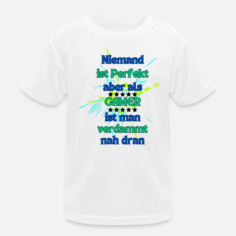 Creative gaming saying with fireworks Kids Functional T-Shirt