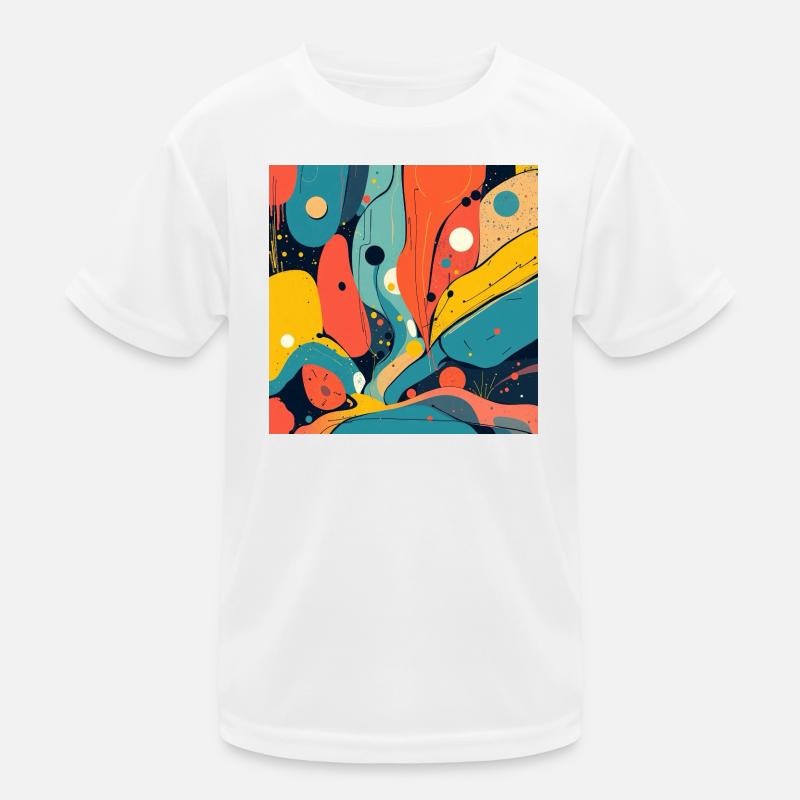 Abstrakte Farbexplosion in Warmtönen Kinder Funktions-T-Shirt