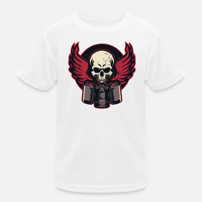 Piston Flaming Skull Kids Functional T-Shirt