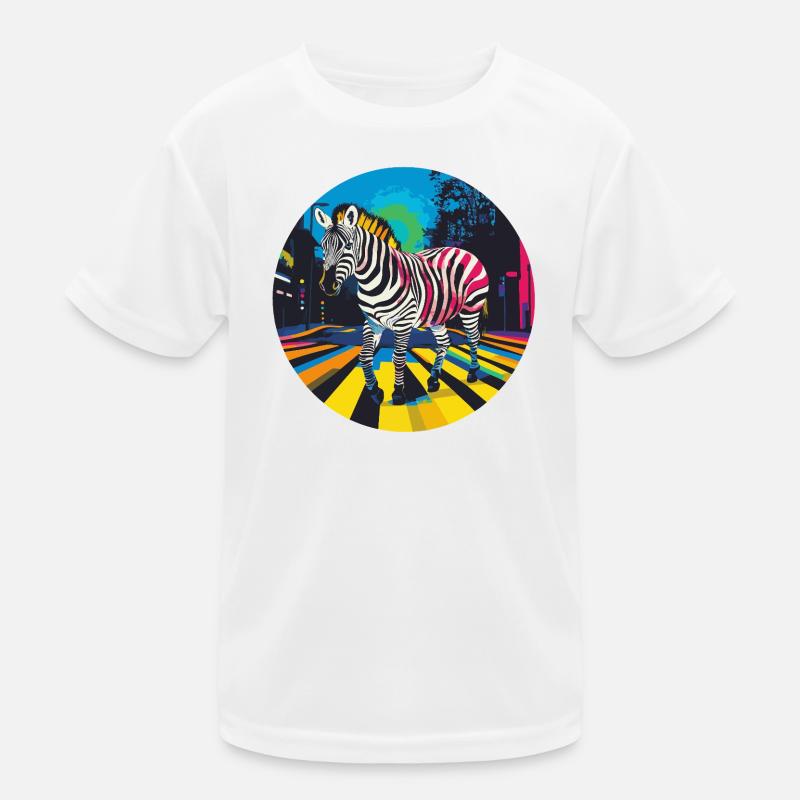 Buntes Zebra in Neon-Stadtbild Kinder Funktions-T-Shirt