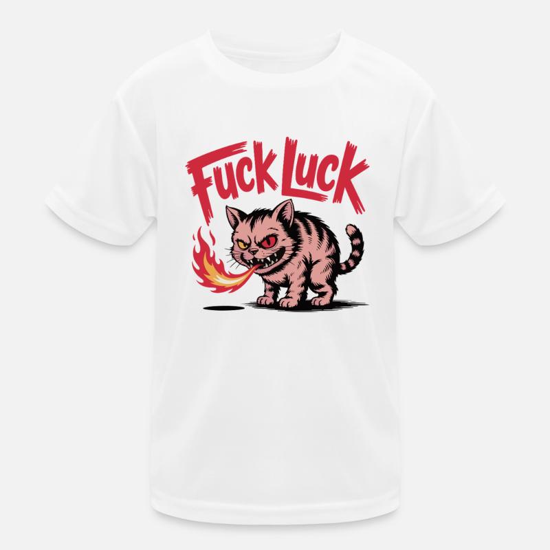 Feurige Katze mit fettem Textdesign Kinder Funktions-T-Shirt