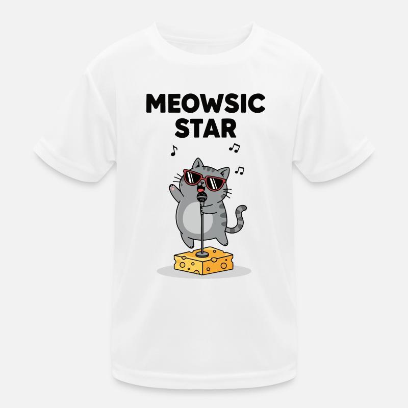Karaoke Cat Kids Functional T-Shirt