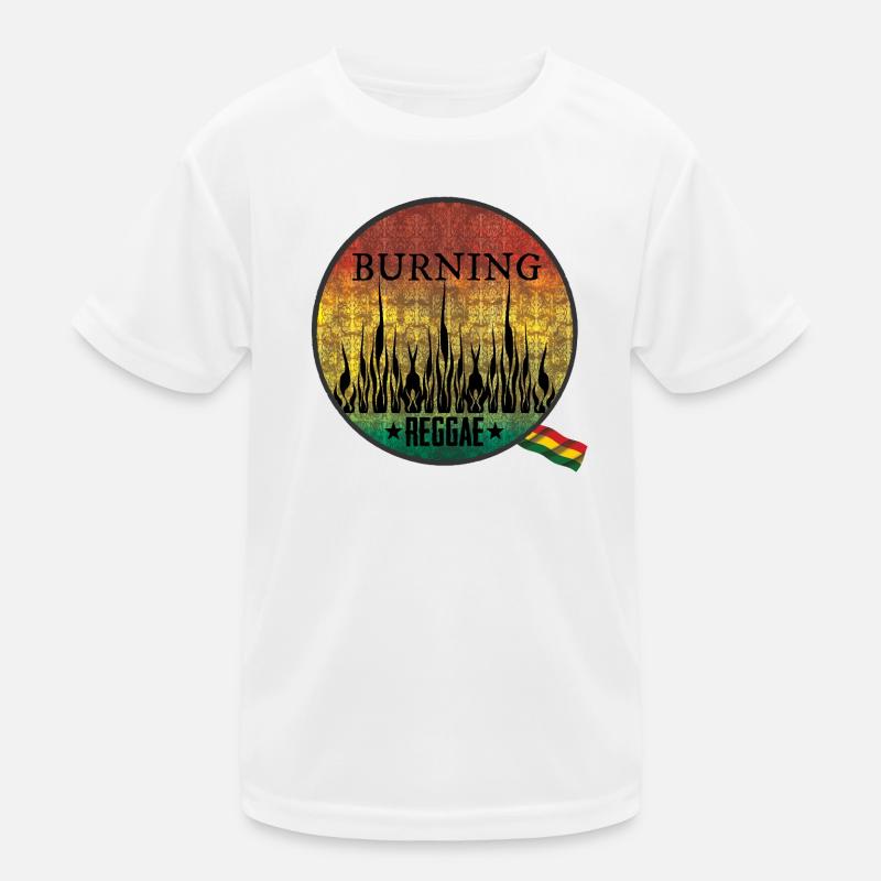 Feuriges Burning Reggae Emblem Kinder Funktions-T-Shirt