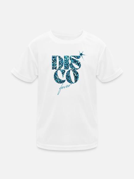 Glitzer Disco Fever Blau Design - Kinder Funktions-T-Shirt - Weiß