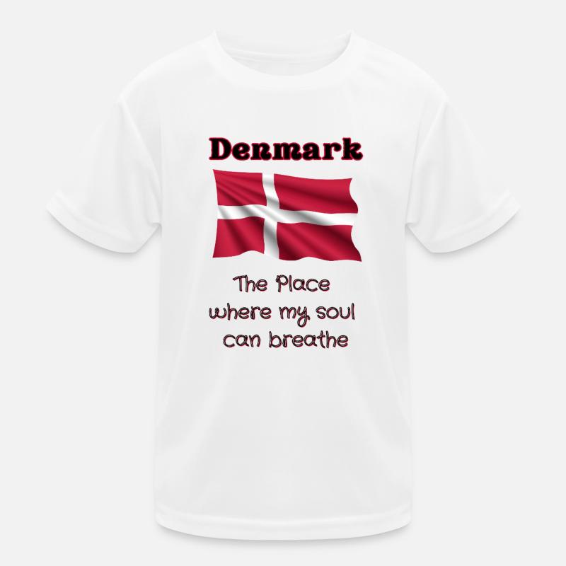 Denmark flag with heart and text Kids Functional T-Shirt