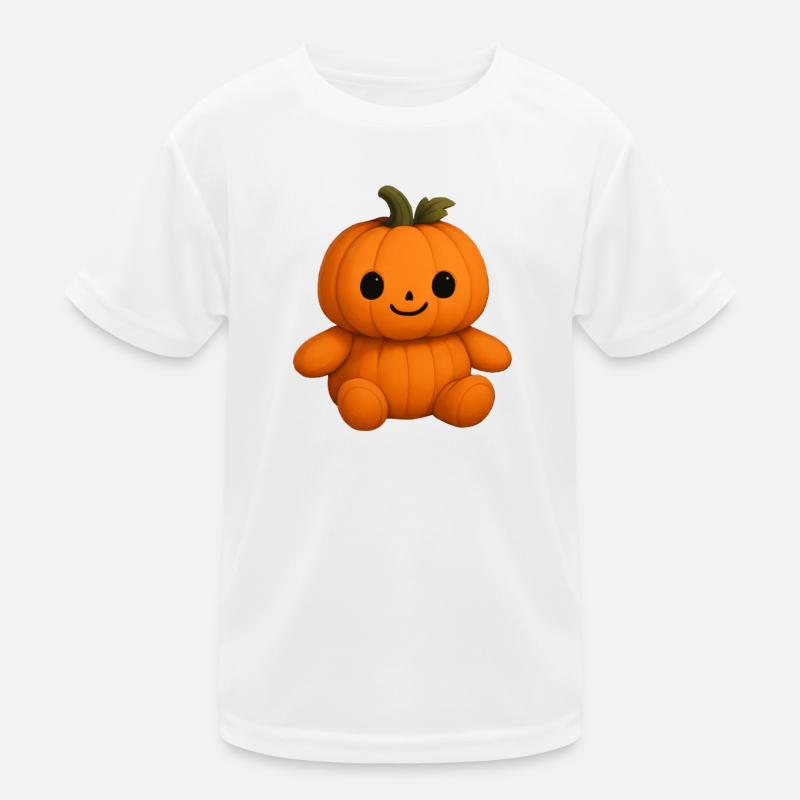 Cute pumpkin teddy bear friendly face Kids Functional T-Shirt