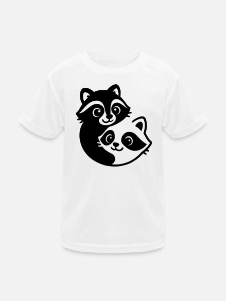 Ying Yang Dachs Pärchen - Kinder Funktions-T-Shirt - Weiß - Vorne