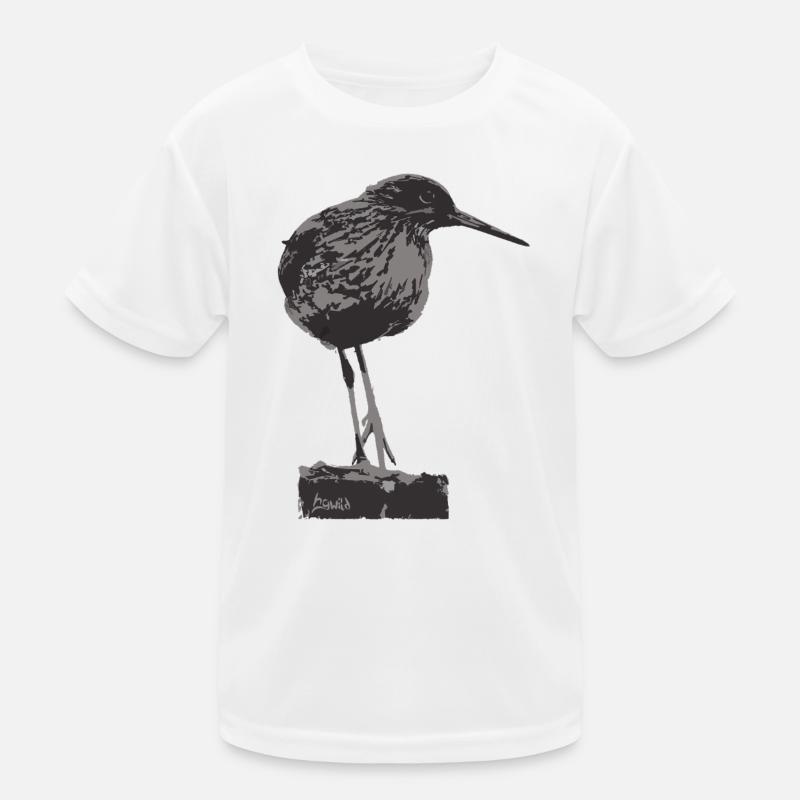 Rotschenkel - Monochrome Vogel Silhouette Kinder Funktions-T-Shirt