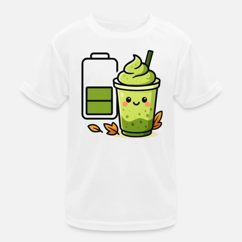Matcha iced Latte Akku loading  Kinder Funktions-T-Shirt