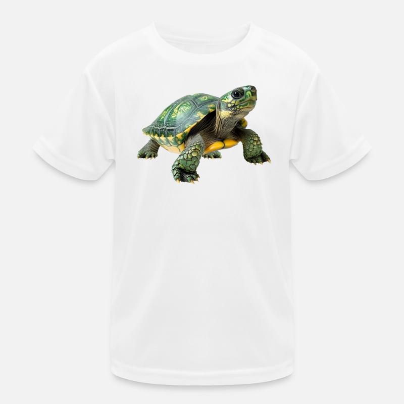 Green Yellow Turtle Pattern Kids Functional T-Shirt