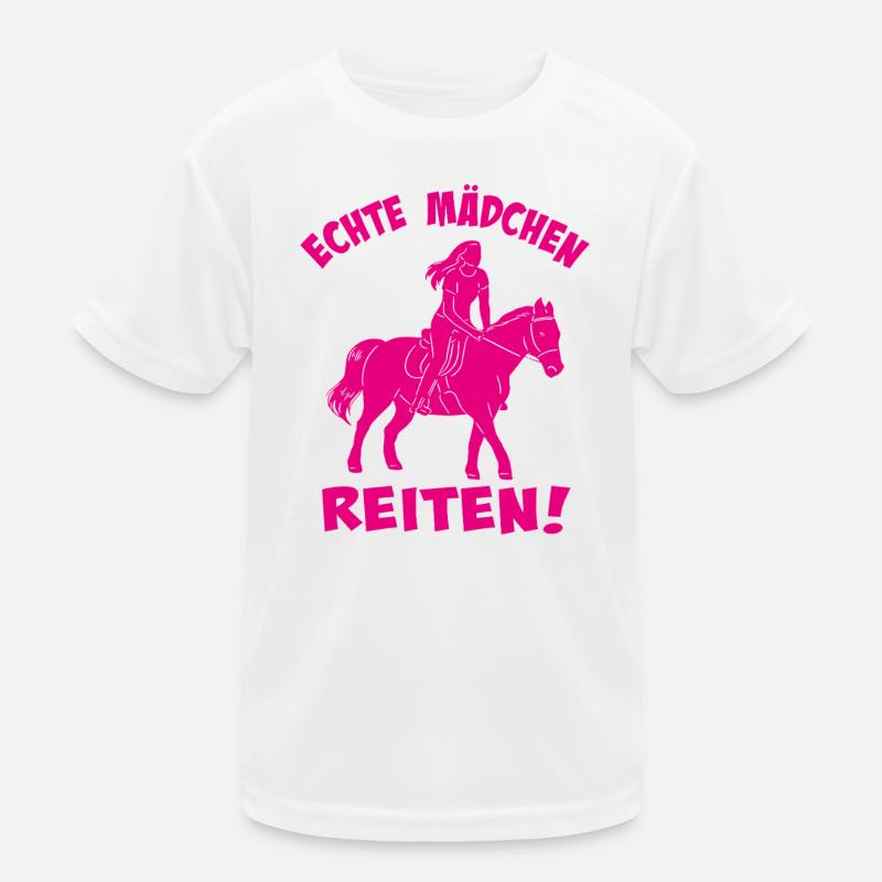 Echte Mädchen Reiten Silhouette Kinder Funktions-T-Shirt
