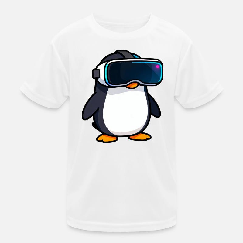 Nerdiger Pinguin VR Gaming PC Zocker Design Kinder Funktions-T-Shirt