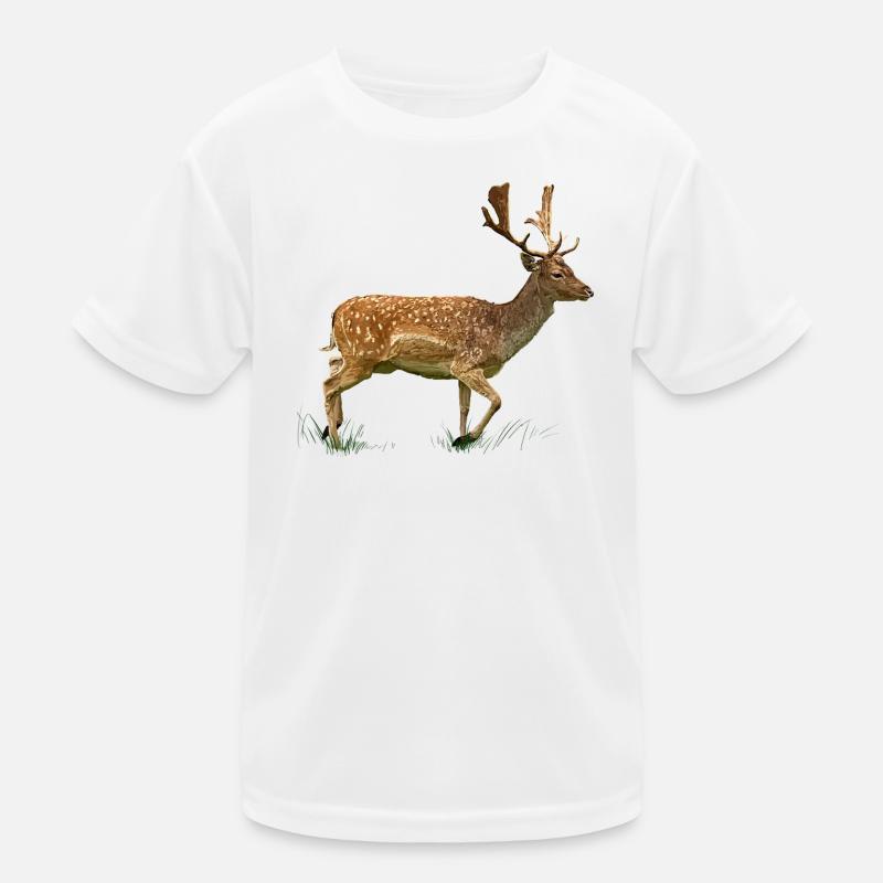 Hirsch im Gras Wald Kinder Funktions-T-Shirt