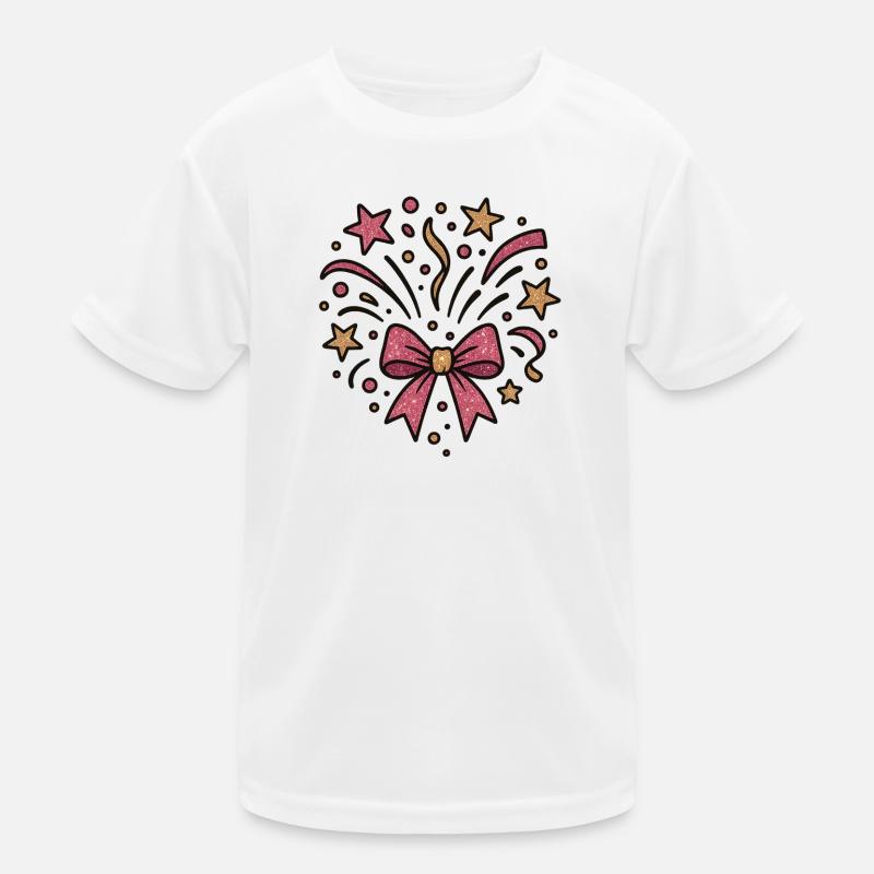 Glitter Fireworks Bow Kids Functional T-Shirt