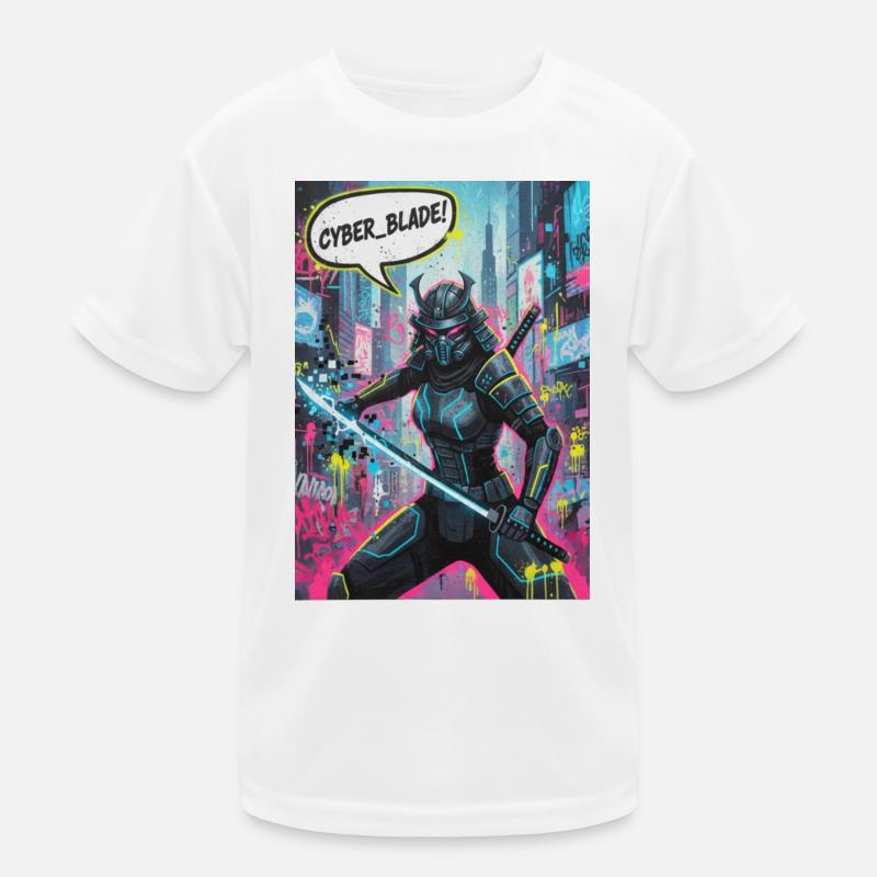 Cyber Samurai Neon Graffiti Kinder Funktions-T-Shirt