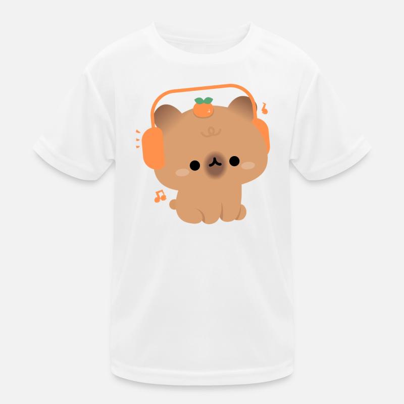 Kawaii Capybara mit Kopfhörern Kinder Funktions-T-Shirt