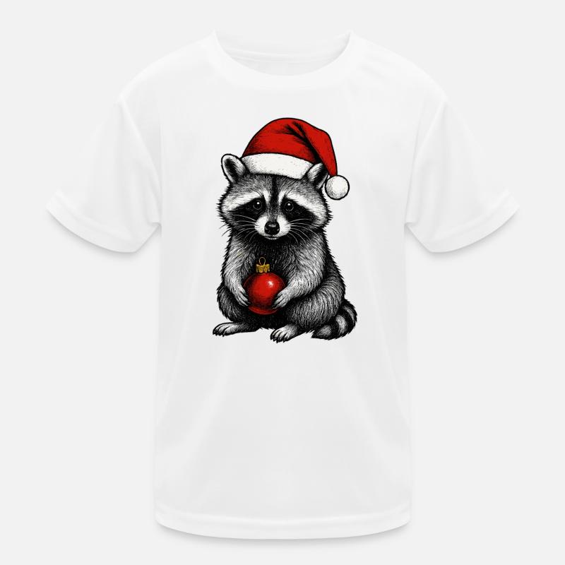 Edler Weihnachts Waschbär mit Kugel Kinder Funktions-T-Shirt