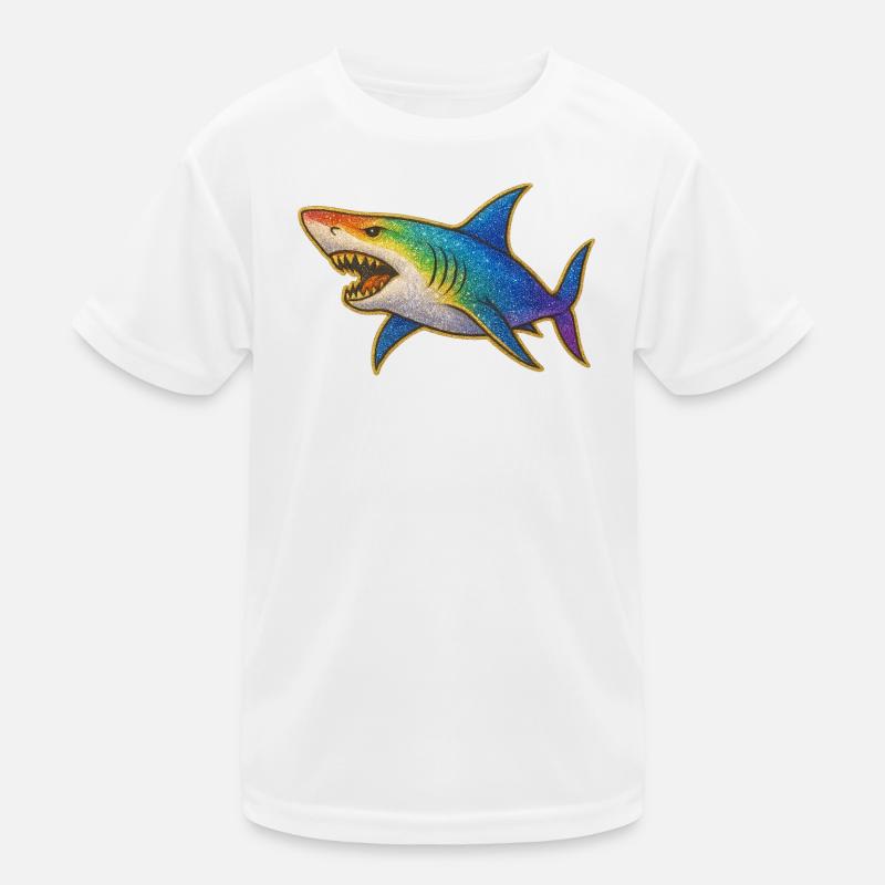 Motif requin scintillant arc-en-ciel T-shirt sport Enfant