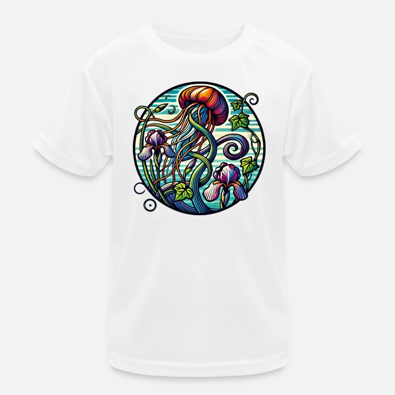 Iridescent Jellyfish Garden Kids Functional T-Shirt