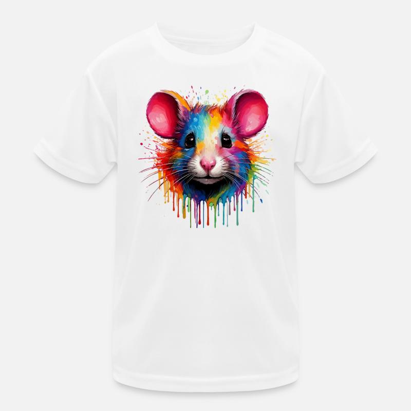 Regenbogenmaus Kopf - Kinder Funktions-T-Shirt - Weiß