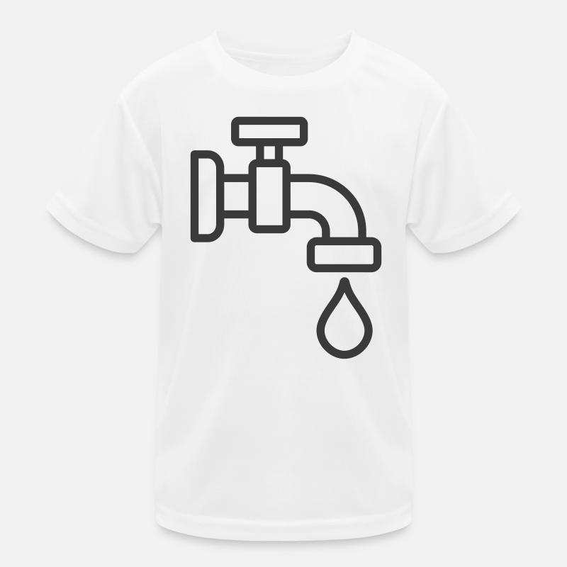 Wasserhahn mit Tröpfchensymbol Kinder Funktions-T-Shirt