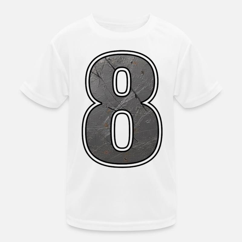 Weathered Eight Metal Texture Kids Functional T-Shirt