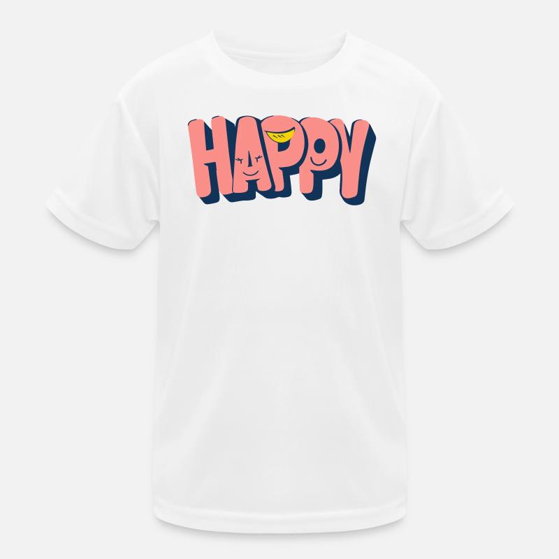 Glücklicher Text mit Gesichtern Kinder Funktions-T-Shirt