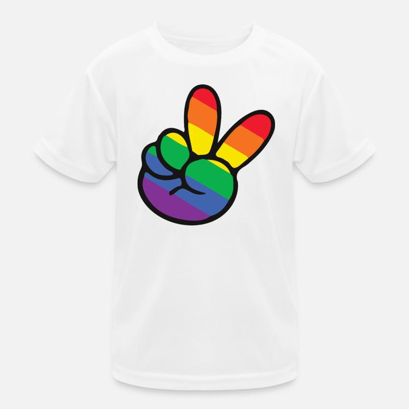 Rainbow Peace Sign Hand Kids Functional T-Shirt