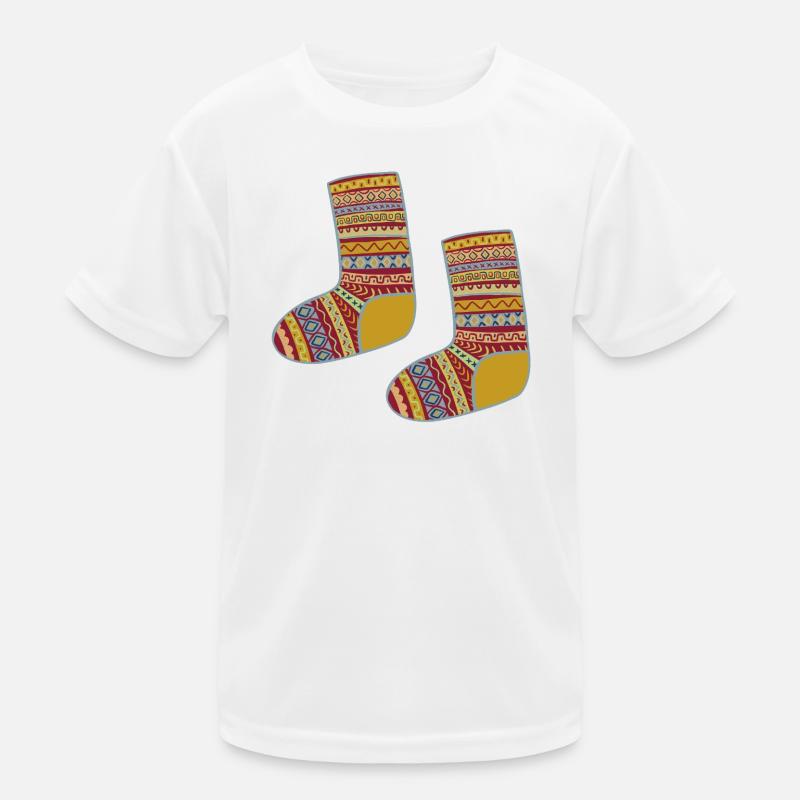 Colorful Fair Isle Patterned Socks Kids Functional T-Shirt