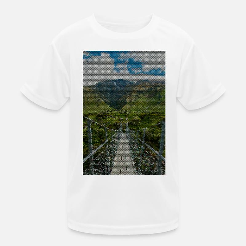 Grid path in the vineyard panorama - Kids Functional T-Shirt - white