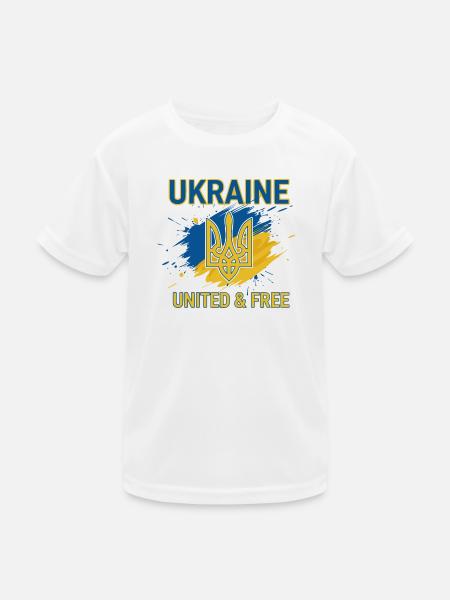 Ukraine Einheit und Freiheit - Kinder Funktions-T-Shirt - Weiß - Vorne