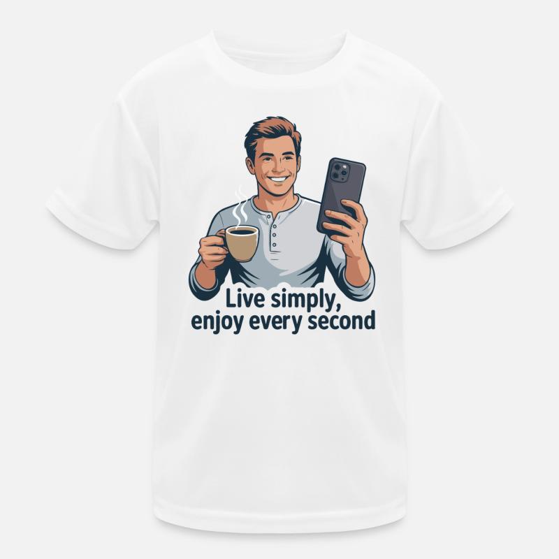 Live Einfach Kaffee Selfie Illustration Kinder Funktions-T-Shirt