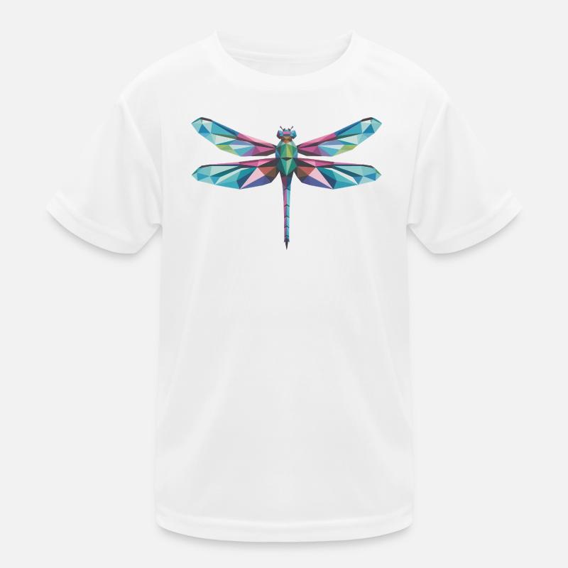 Dragonfly - Cooles Low-Poly-Logo - Kinder Funktions-T-Shirt - Weiß