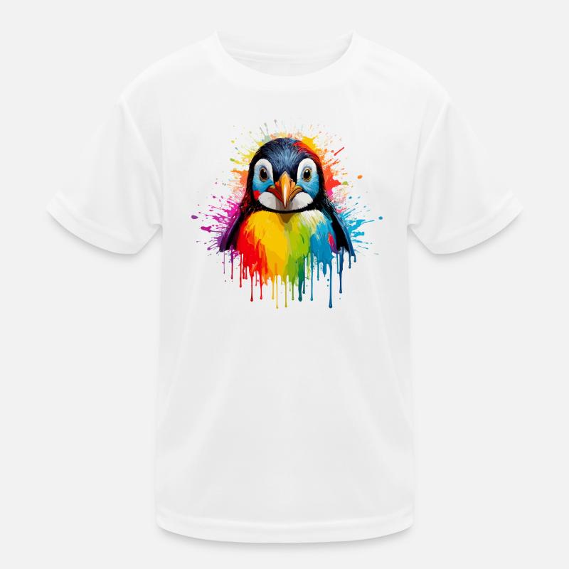 Rainbow Pinguin Spritzkunst Kinder Funktions-T-Shirt