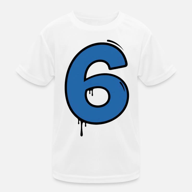 Graffiti Digit 6 Blue Kids Functional T-Shirt
