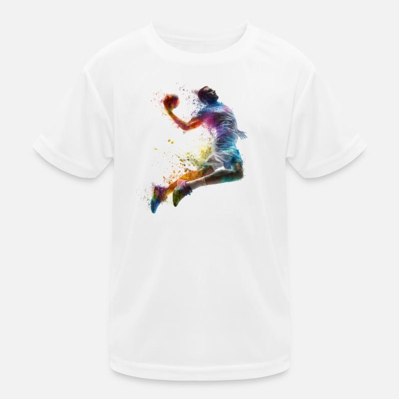 Farbexplosion Handball Sprungwurf Kinder Funktions-T-Shirt
