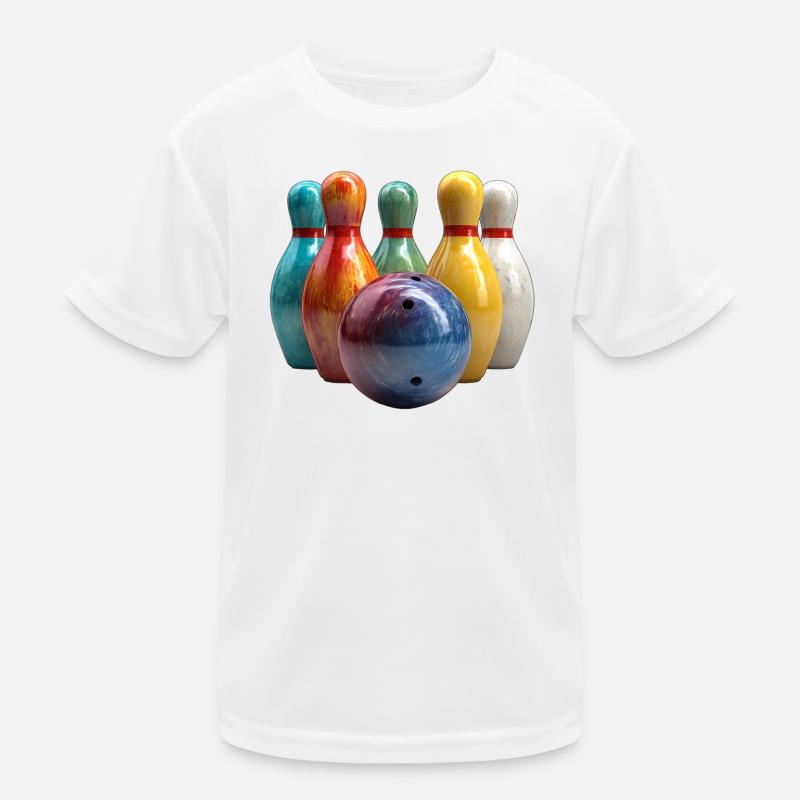 Colorful Bowling Scene Pattern - Kids Functional T-Shirt - white