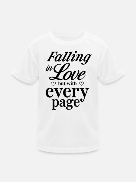 Falling in Love but with Every Page - Kids Functional T-Shirt - white - Front