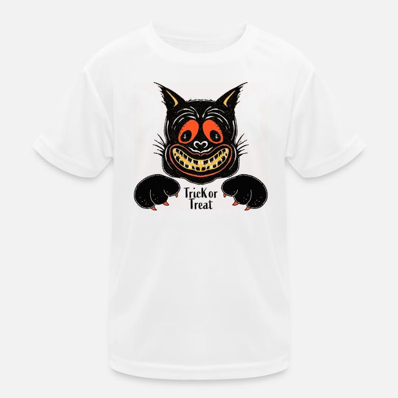 Grinning Cat Halloween Kids Functional T-Shirt