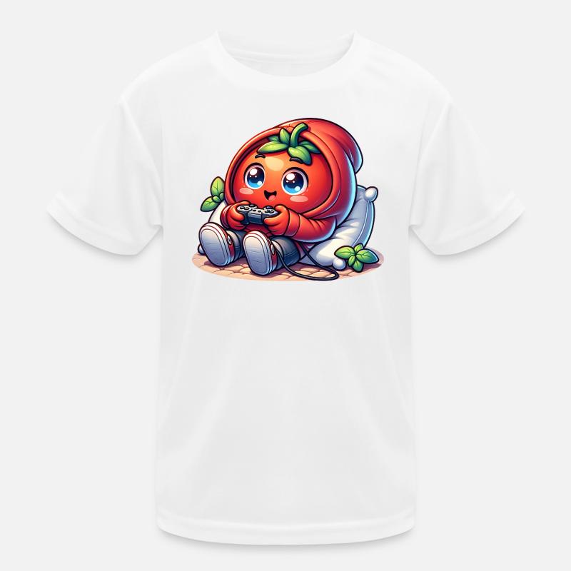 Kawaii Tomate Gamer Mit Controller Chibi Gaming Kinder Funktions-T-Shirt