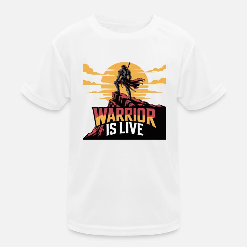 Warrior On Cliff Sunset Kids Functional T-Shirt